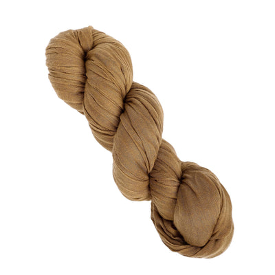 Natural brown yarn skein on white background