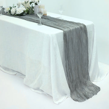 Add Elegance to Your Event with the Gray Gauze Cheesecloth Boho Table Runner