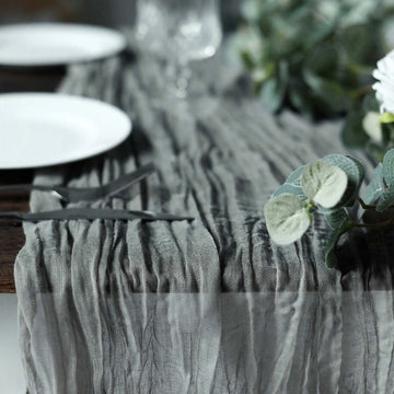 Enhance Your Decor with the Gray Gauze Cheesecloth Boho Table Runner