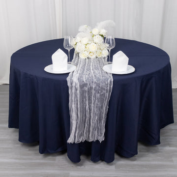 Unleash the Beauty of White with the Sheer Crinkled Organza Table Runner