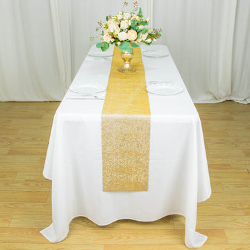 Create a Luxurious Ambiance with the Shiny Gold Crystal Rhinestone Table Runner