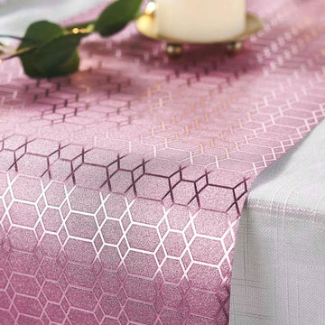 Add a Touch of Glamour with the Rose Gold Honeycomb Print Table Runner