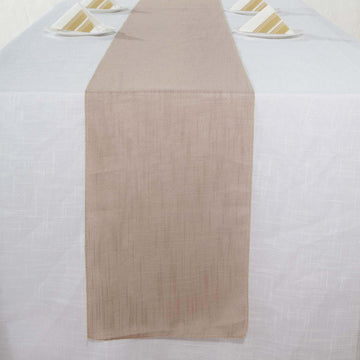 Wrinkle Resistant Taupe Linen Table Runner for Lasting Beauty