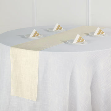 Elegant Ivory Linen Table Runner for Sophisticated Tablescapes