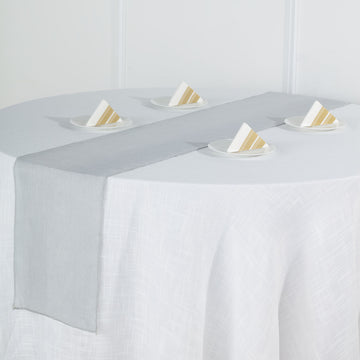 Add Elegance to Your Table with the Silver Linen Table Runner
