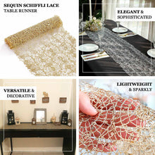 12x108inch Silver Sequin Mesh Schiffli Lace Table Runner, Sparkly Party Table Decoration