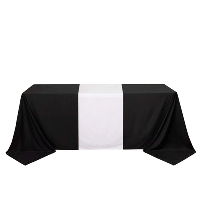 Black and white striped tablecloth for events and decor