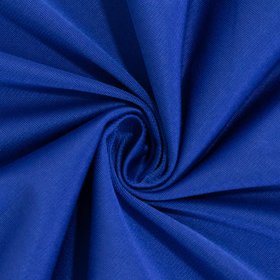 Blue fabric in a swirling pattern showcasing texture and color detail.