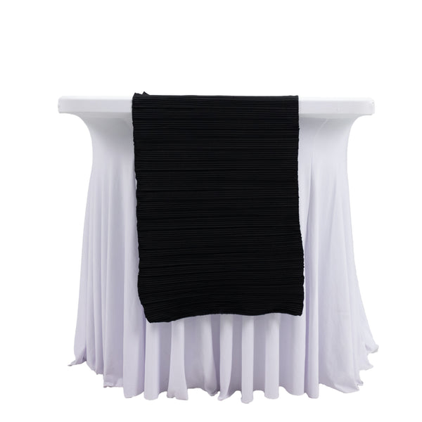 Scuba Table Runner 12x108inch Black Accordion Pleated – Wrinkle Free & Stain Resistant Textured