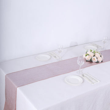 Experience Luxury with the Rose Gold Polyester Wrinkle Free Table Runner
