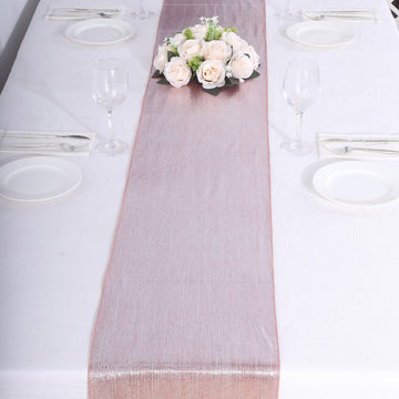 Elevate Your Event with the Rose Gold Shimmer Sequin Dots Polyester Table Runner