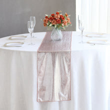 12x108inch Rose Gold Shimmer Sequin Dots Polyester Table Runner, Wrinkle Free Sparkle Glitter