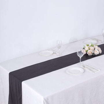 Create Unforgettable Moments with the Black Shimmer Sequin Dots Polyester Table Runner