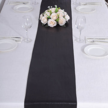 Elevate Your Event Decor with the Black Shimmer Sequin Dots Polyester Table Runner