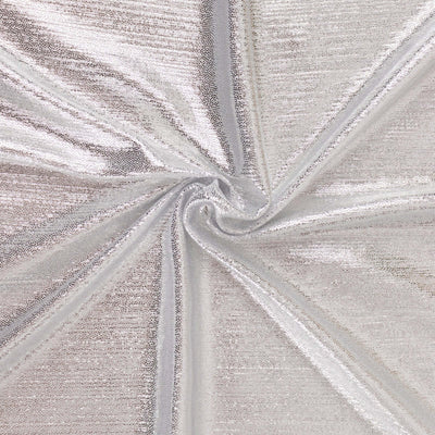 Silver metallic fabric with a twisted texture design.