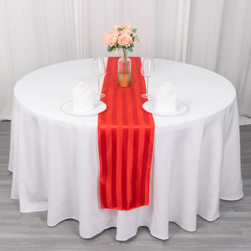 Enhance Your Table Decor with the Red Satin Stripe Table Runner