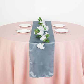 Dusty Blue Satin Table Runner: The Perfect Wedding Decor