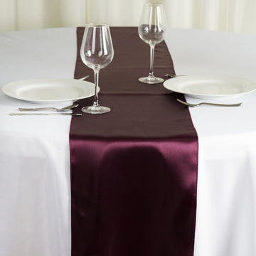 Dress Your Tables with the Finest Eggplant Satin Table Runner