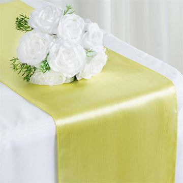 Create a Regal Atmosphere with the Yellow Satin Table Runner