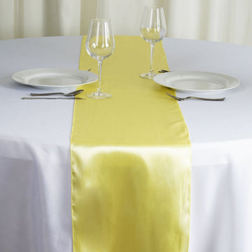 Add a Touch of Elegance with the Yellow Satin Table Runner