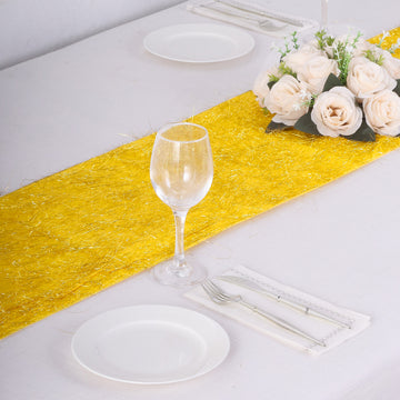 Create an Unforgettable Event with the Gold Metallic Fringe Shag Tinsel Table Runner