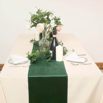 Add Elegance to Your Table with the Hunter Emerald Green Velvet Table Runner