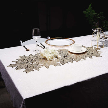 Create Unforgettable Tablescapes with the Gold Maple Leaf Vinyl Table Runner