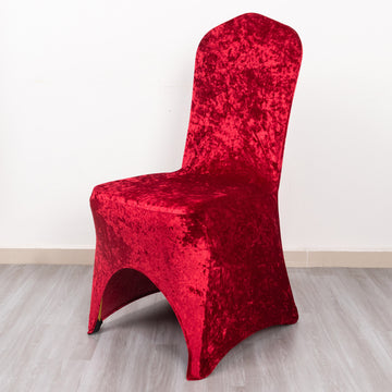 Indulge in the Luxurious Red Crushed Velvet Chair Cover