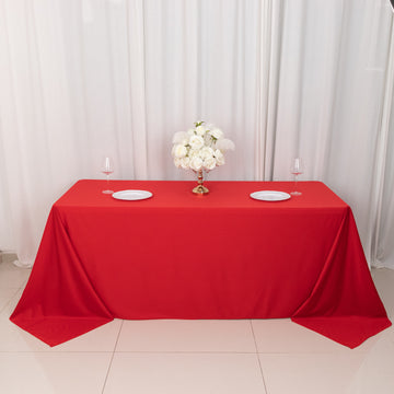 Experience Luxury and Convenience with the Red Premium Scuba Rectangular Tablecloth