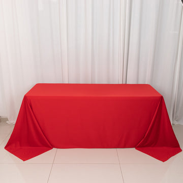 Red Premium Scuba Rectangular Tablecloth, Wrinkle Free Polyester Seamless Tablecloth - 90"x132"