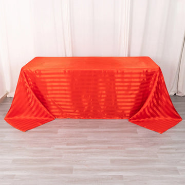 Red Satin Stripe Seamless Rectangular Tablecloth 90"x132"