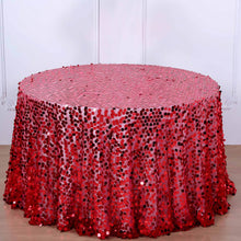 120 Inch Red Big Payette Sequin Round Premium Collection Tablecloth