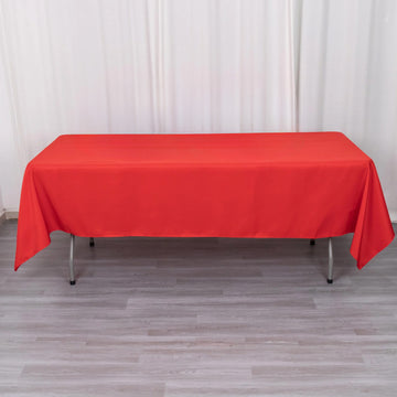 Add Elegance to Your Event with the Red Seamless Premium Polyester Rectangular Tablecloth