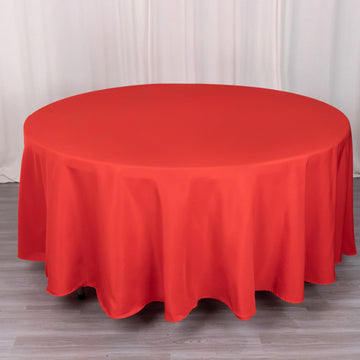 Red Seamless Premium Polyester Round Tablecloth 220GSM 108