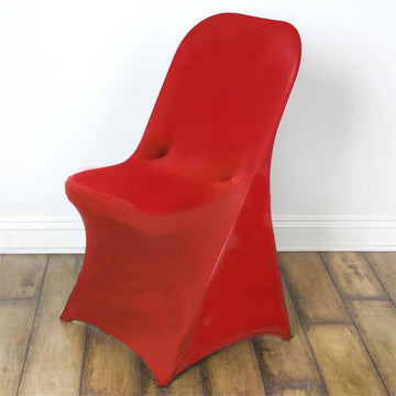 Red Spandex Stretch Fitted Folding Slip On Chair Cover 160 GSM