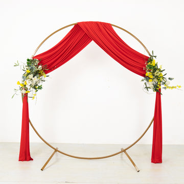 Red 4-Way Stretch Spandex Divider Backdrop Curtain, Wrinkle Resistant Event Drapery Panel with Rod Pockets - 5ftx18ft