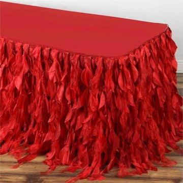 Create Unforgettable Moments with the Red Curly Willow Taffeta Table Skirt