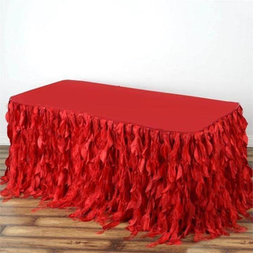 Create a Magical Atmosphere with the Red Curly Willow Taffeta Table Skirt