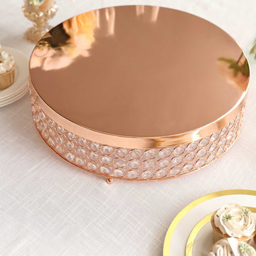 Create Unforgettable Moments with the Rose Gold Crystal Beaded Metal Dessert Riser