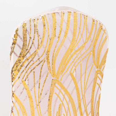 Gold sequined design on a pink background.