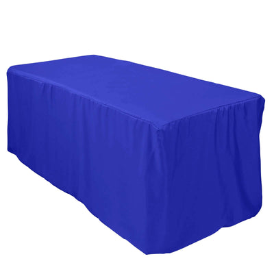 Blue table cover draped elegantly over a rectangular table.