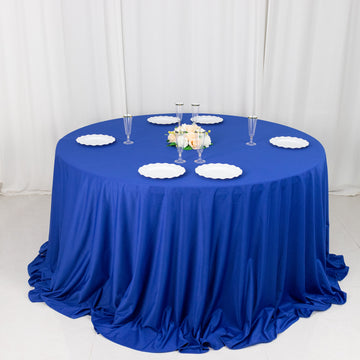 Elegant Royal Blue Premium Scuba Round Tablecloth