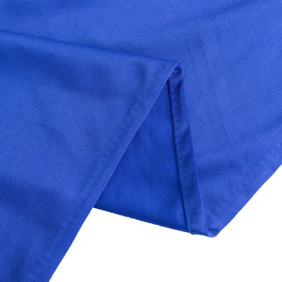Blue fabric swatch showing a folded edge and smooth texture.