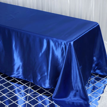 Royal Blue Satin Seamless Rectangular Tablecloth 90"x132"