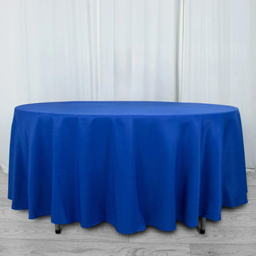 Elevate Your Event with the Royal Blue Seamless Premium Polyester Round Tablecloth