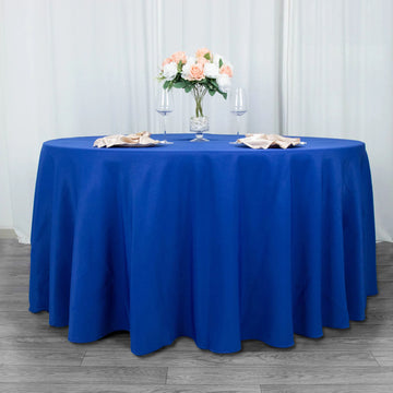 Add Elegance to Your Events with the Royal Blue Premium Polyester Round Tablecloth