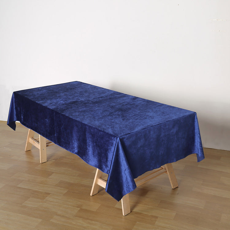 60 Inch x 102 Inch Royal Blue Seamless Linen Reusable Premium Velvet Rectangle Tablecloth 