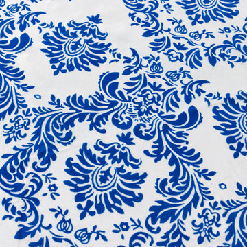 Enhance Your Table Decor with the Royal Blue Velvet Flocking Design Tablecloth