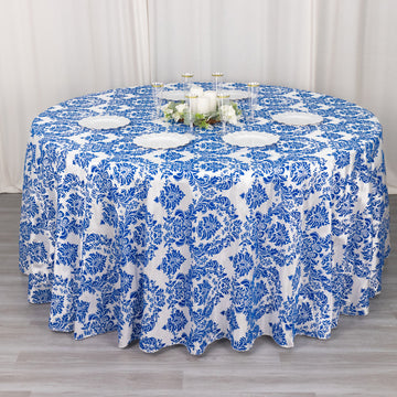 Create a Majestic Atmosphere with the Royal Blue Taffeta Damask Tablecloth