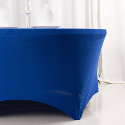 Blue fitted table cover for events and gatherings.